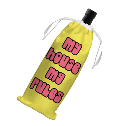 My House Rules Wine Tote Bag - Cute Wine Tote Bag - Best Design Wine Tote Bag