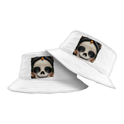 Sugar Skull Bucket Hat - Floral Hat - Skeleton Girl Bucket Hat