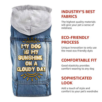 My Dog Is My Sunshine Dog Denim Jacket - Phrase Dog Denim Coat - Cute Dog Clothing