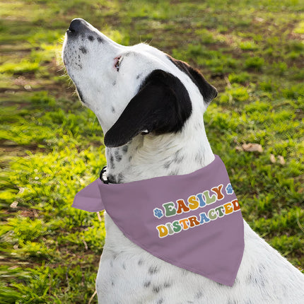 Easily Distracted Pet Bandana - Themed Dog Bandana - Colorful Pet Scarf