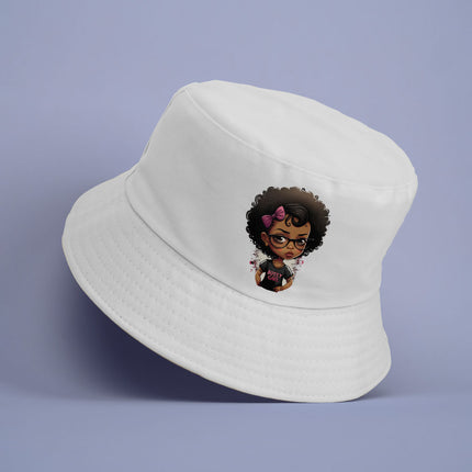Cute Anime Black Girl Bucket Hat - Graphic Hat - Cartoon Bucket Hat