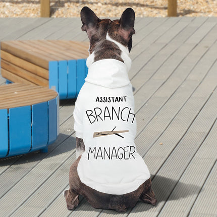 Assistant Branch Manager Dog Hoodie - Minimalist Dog Coat - Print Dog Clothing