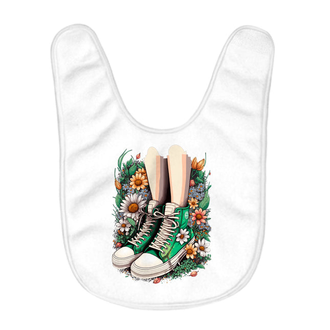 Cute Sneakers Baby Bibs - Flower Baby Feeding Bibs - Best Print Bibs for Eating