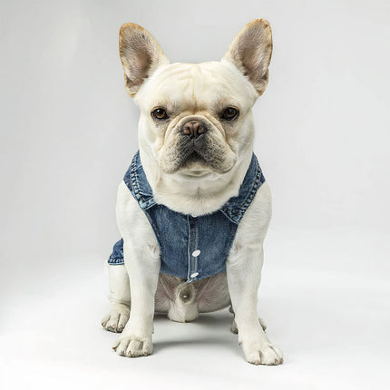 Happy Dog Happy Life Dog Denim Vest - Phrase Dog Denim Jacket - Art Print Dog Clothing