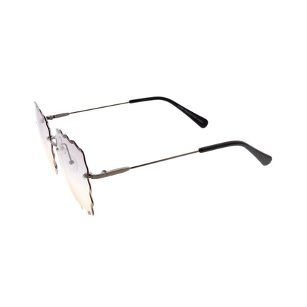 Women’s Gunmetal & Light Smoke Scalloped-Gem Sunglasses