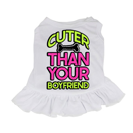 Cuter Than Your Boyfriend Dog Sundress - Funny Dog Dress Shirt - Colorful Dog Clothing
