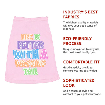 Life Is Better With a Wagging Tail Dog Sleeveless Shirt - Print Dog Shirt - Art Dog Clothing